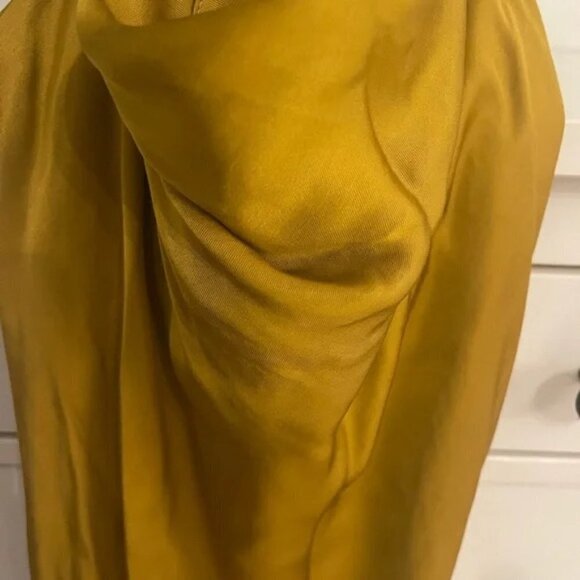 Zara Yellow/Gold Satin Dress Size Small - Picture 4 of 8